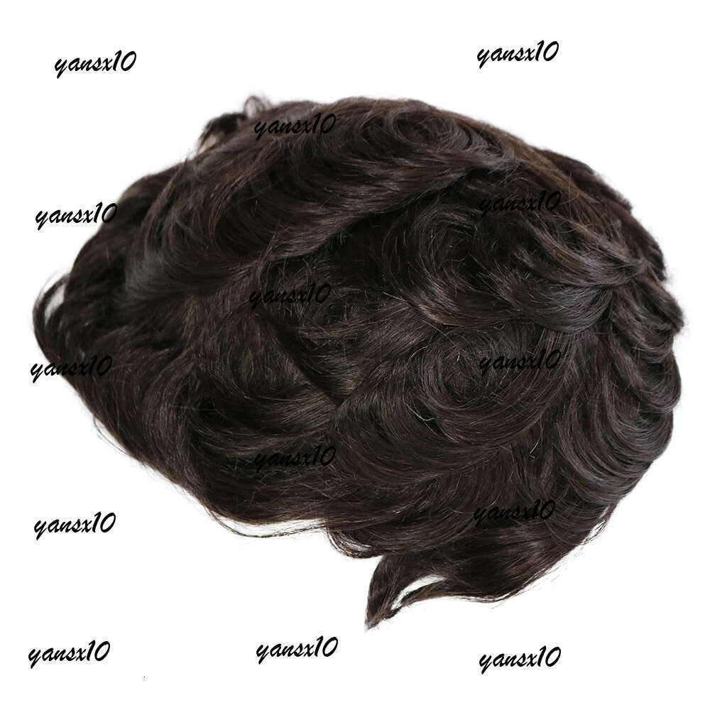 Durable Thin Skin Toupee Full Pu Men's Human Wigs Male Unit Capillary Prosthesis #1B Black Hair Pieces Replacement System