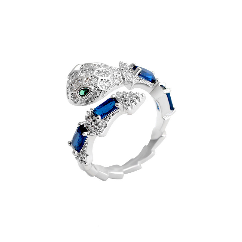 Luxury Brand Designer Jewelry New Retro Snake-Shaped Micro-Inlaid Colorful Stone Bracelet And Ring Set Multi-Color Women's Party Accessories Drop