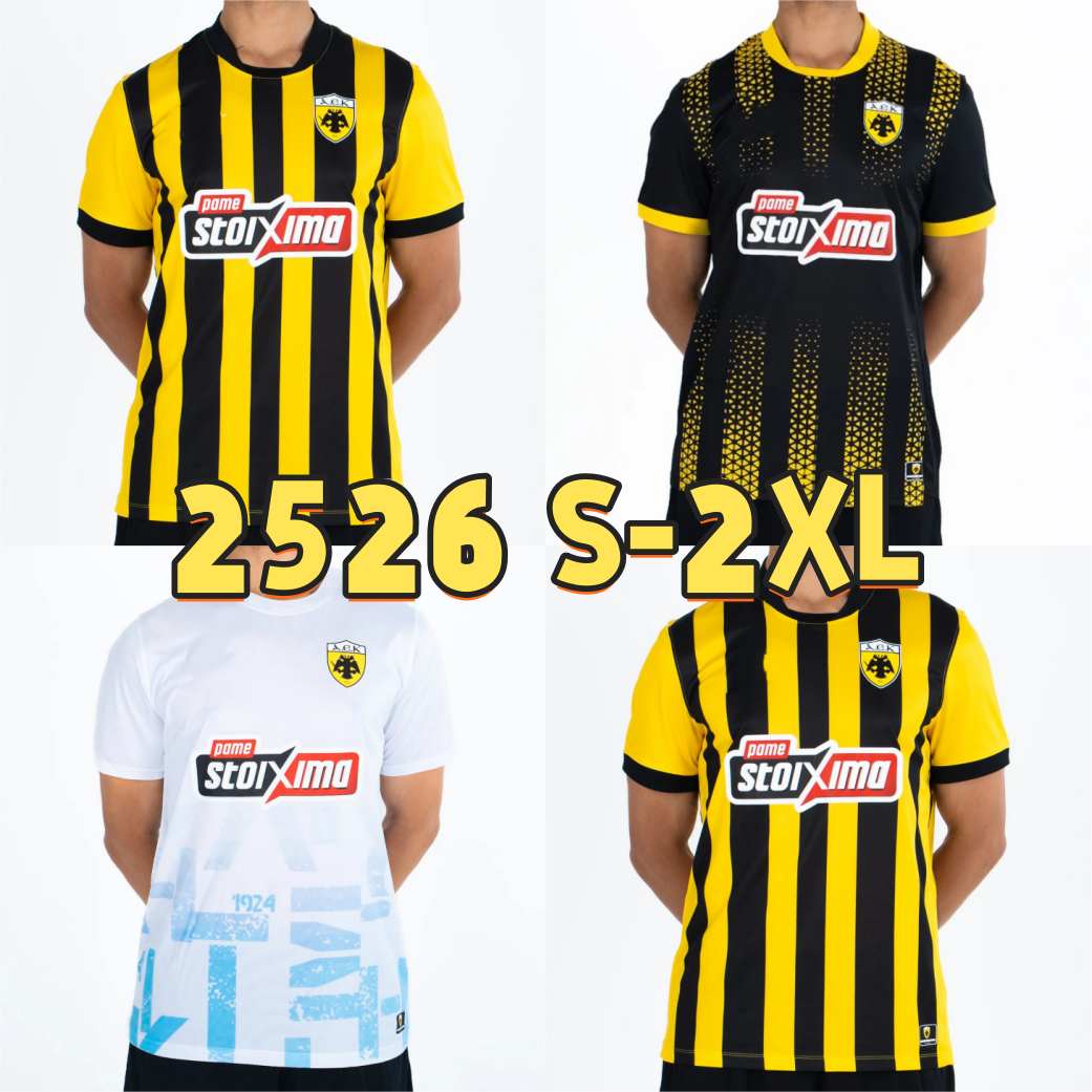 25 26 Aek Athens Soccer Jerseys Araujo Aek Fc Dereck Kutesea 2025 2026 Foolball Shirt Luka Jovic Yellow Black Home Away Martial Jersey