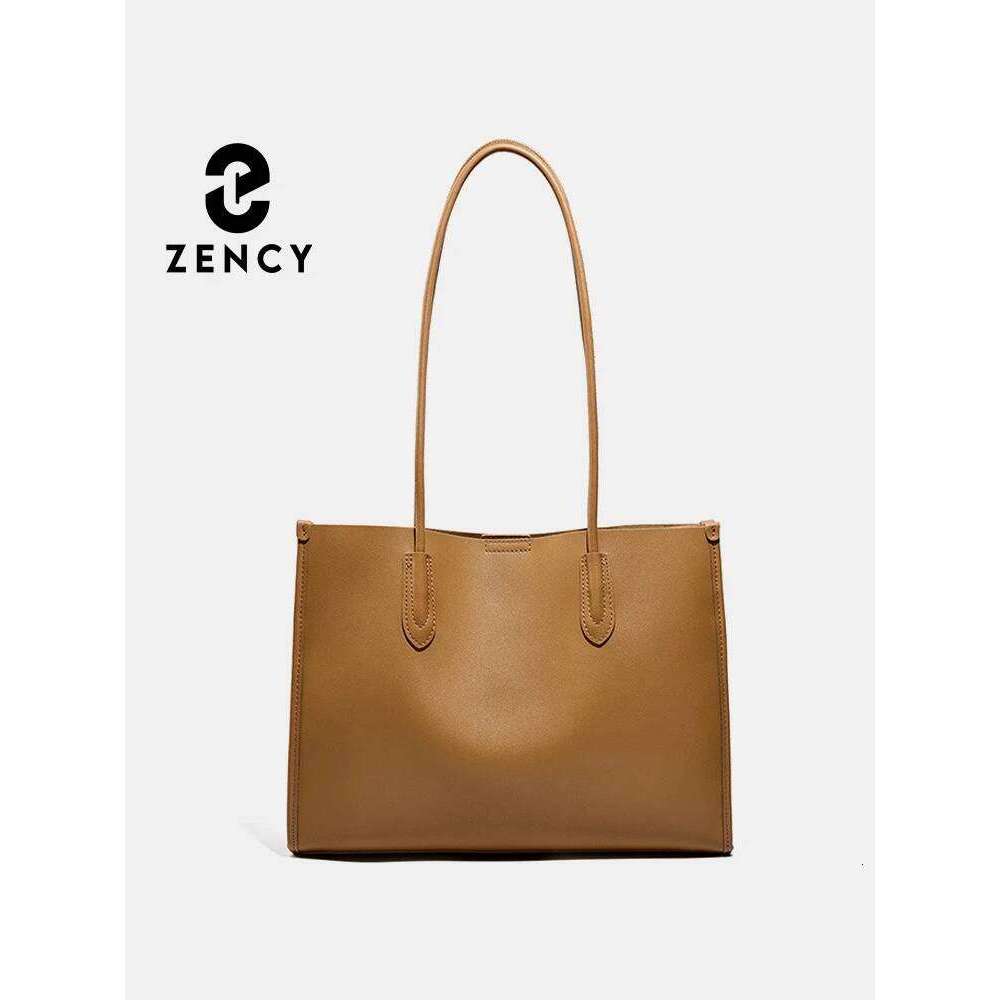 Light Brown 2025 Women OL Handbag Genuine Leather Ladies Shoulder Purse Big Tote Bag Large Capacity Shopper Bags Pocketbooks