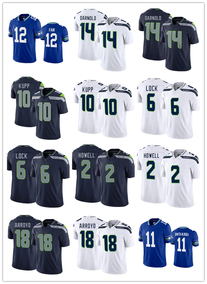 Jalen Milroe Grey Zabel Geno Smith Kenneth Walker III Zach Charbonnet 14 Sam Darnold Jaxon Smith-Njigba Devon Witherspoon Cooper Kupp Football Seahawks Jersey