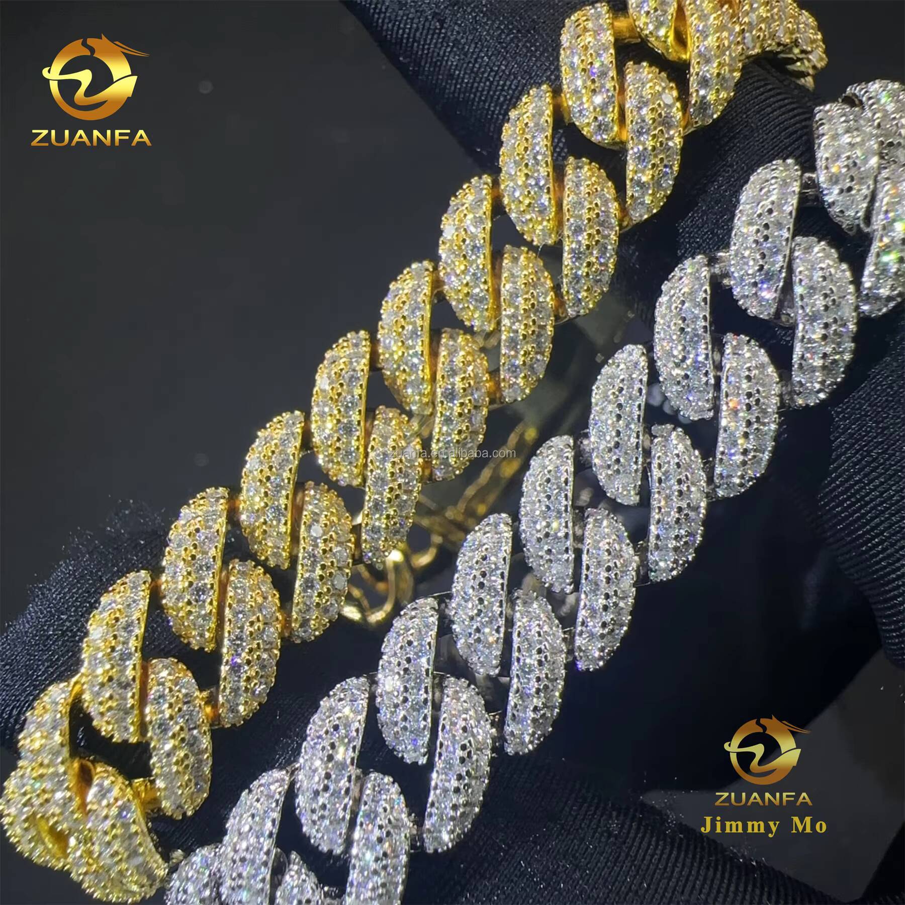 Bulk Stock Pass Diamond Tester 10mm 2Rows Stone 925 Silver Iced Out Hip Hop Jewelry Moissanite Diamond Miami Cuban Bracelet