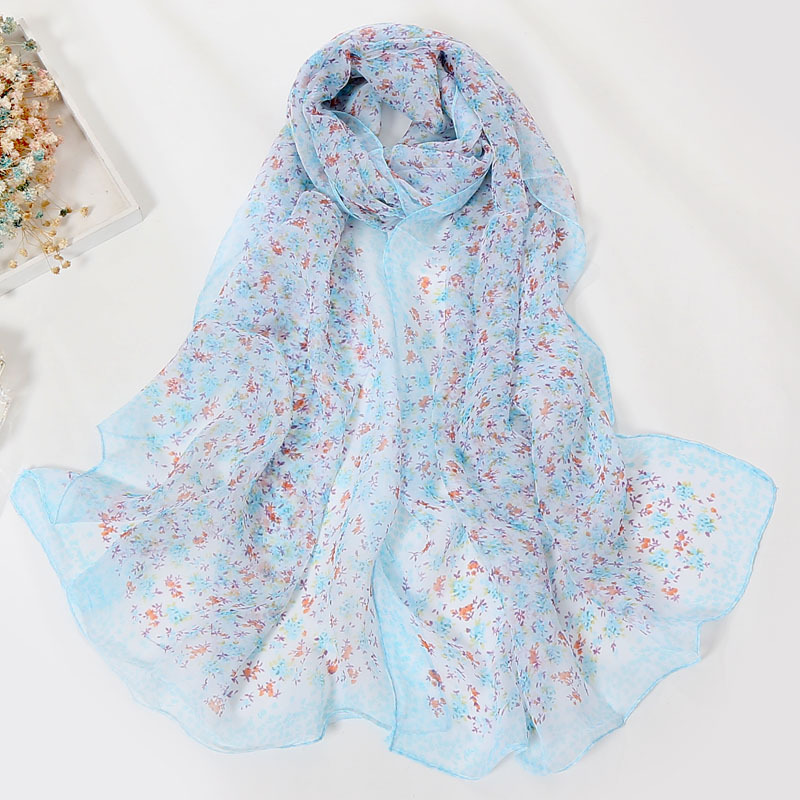 K1755 Korean style niche design silk scarf women's spring and summer thin georgette long scarf forest style literary style sun protection headsca