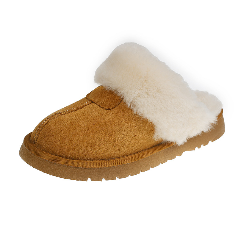 2025 designer shoes free shipping autumn and winter flat slippers casual solid color snow boots women's velvet cotton shoes for warmth pink white