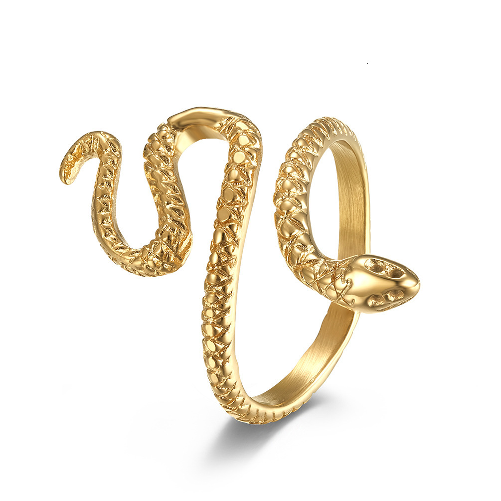 Luxury Brand Designer Jewelry European And American Style Stainless Steel Snake-Shaped Women's Ring Water Snake Venom Snake Beauty Snake Enchanti