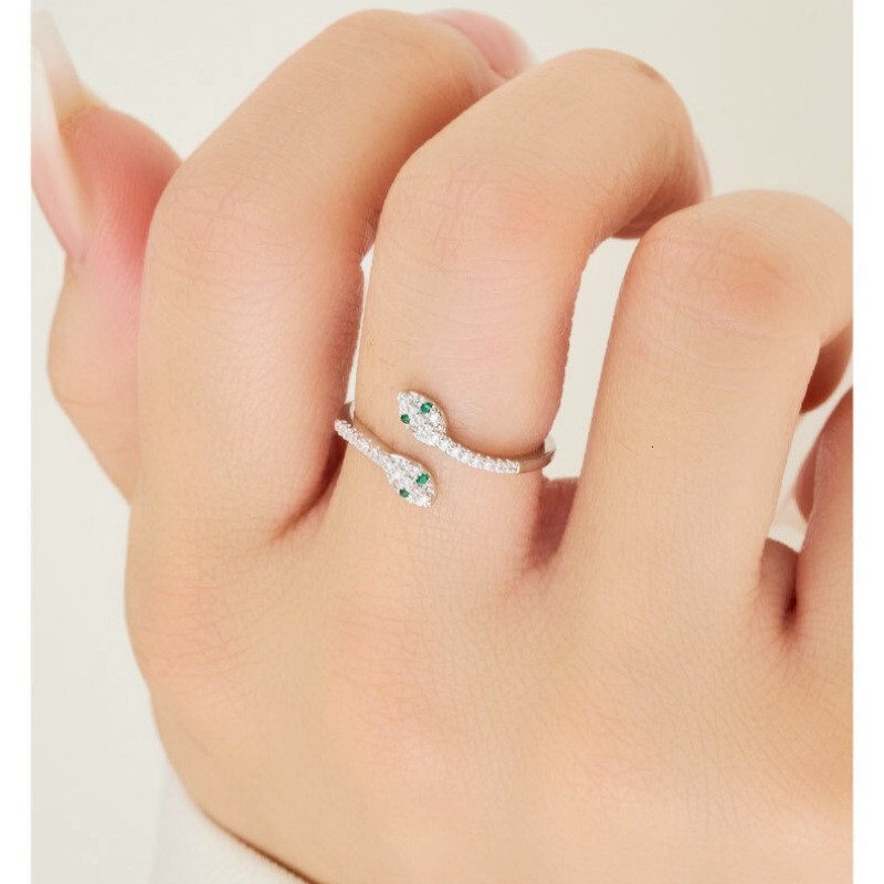 Luxury Brand Designer Jewelry Micro-Inlaid Double Snake-Shaped Ring For Women, Light Luxury Niche Design, European And American Style Fashionable Pers