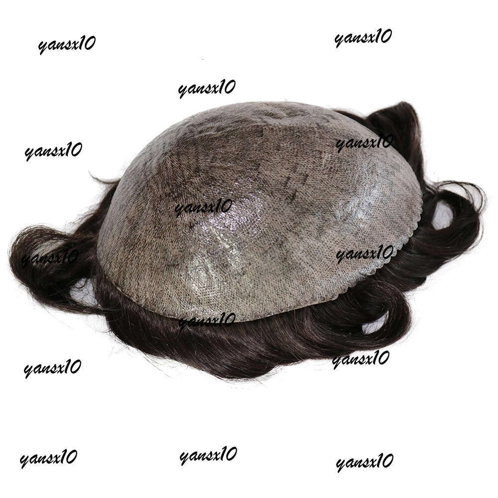 Durable Thin Skin Toupee Full Pu Men's Human Wigs Male Unit Capillary Prosthesis #1B Black Hair Pieces Replacement System