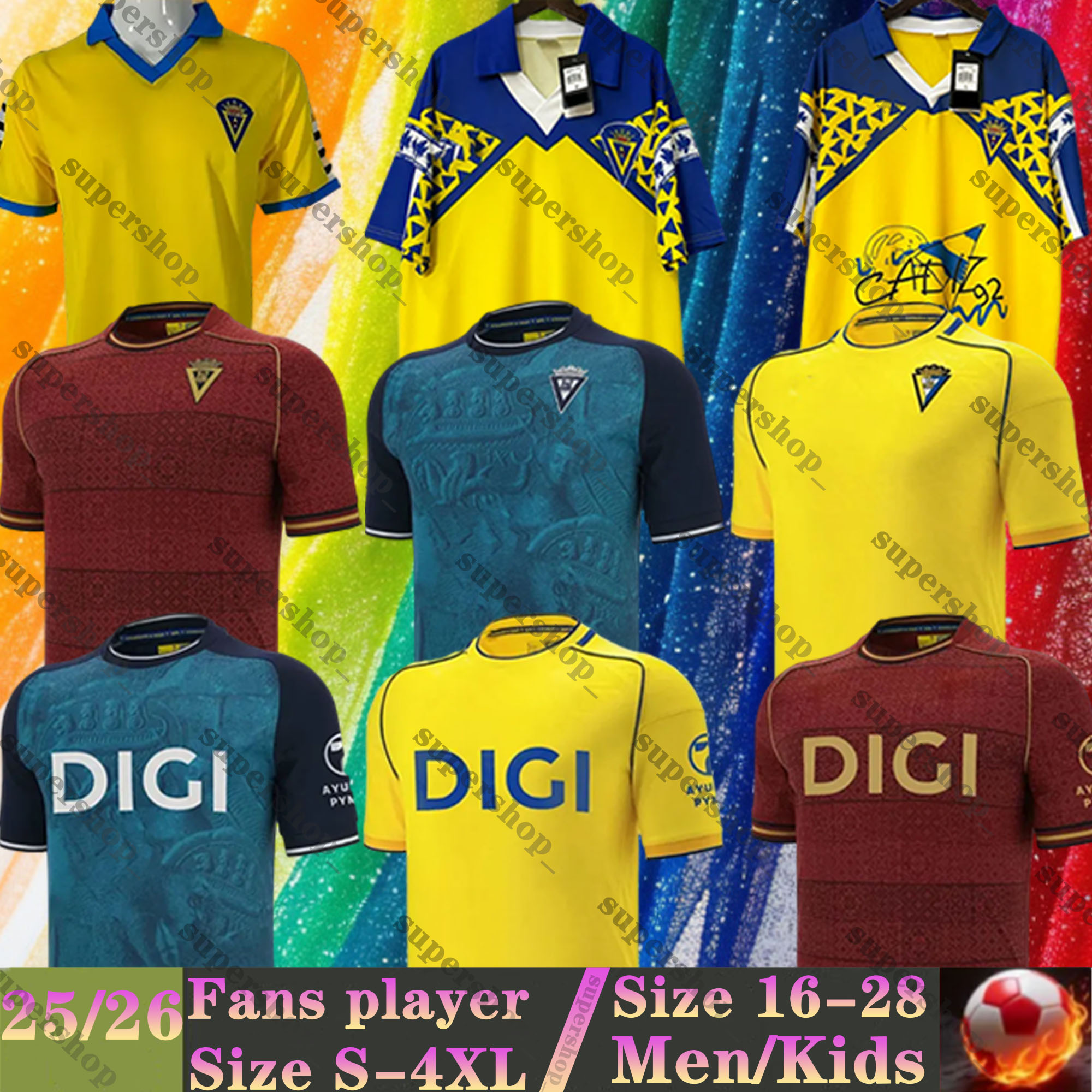 25 26 Cadiz CF soccer jerseys Retro 83 84 91 92 LOZANO Bodiger Juan Cala CAMISETA ALEX SOBRINO ROGER MS. BRIAN SOBRINO CHRIS RAMO 2025 2026 men kids kits football shirts