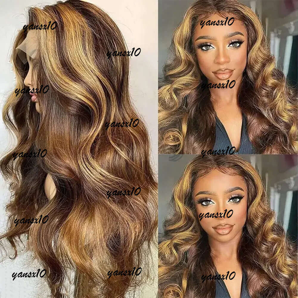 250 Density 30 40 Lnch 4/27 Blonde Highlight Body Wave Frontal Human Hair Wig 13x6 Ombre Colored 13x4 Lace Front Wigs Synthetic for Black Women