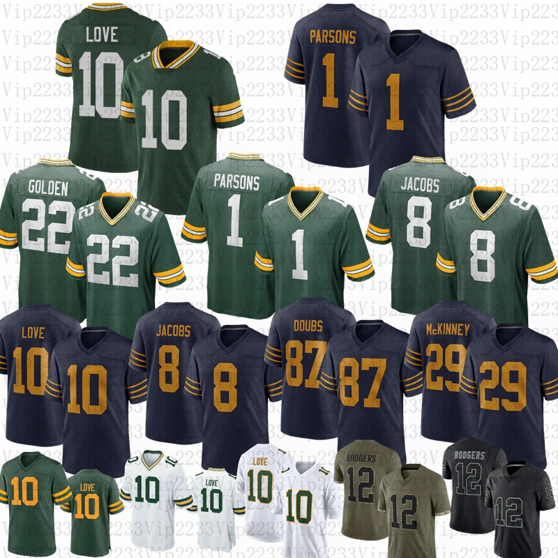 2025 New Love Aaron Josh Jacobs 22 Matthew Golden Micah Parsons Football Jersey Edgerrin Cooper Walker Doubs KRAFT Starr Wicks Musgrave Melton McKinney Jayden Reed