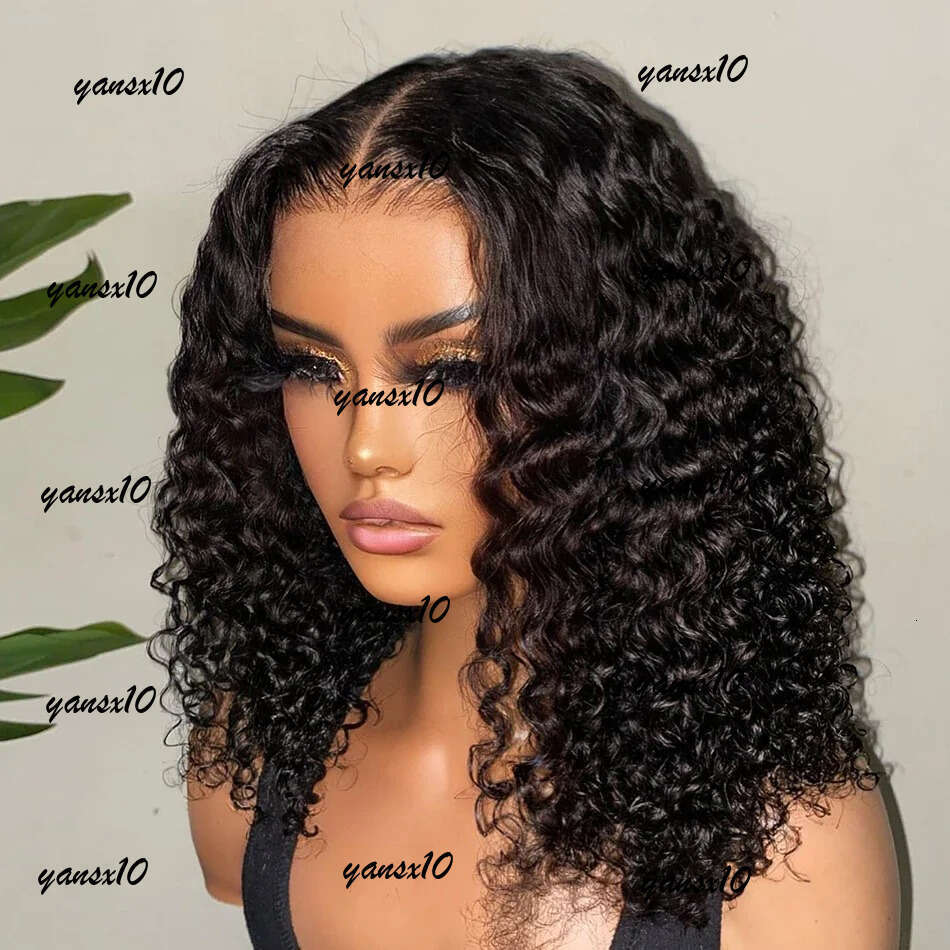 180% Short Curly Bob Front Human Hair 13X4 13X6 Deep Wave Frontal Wig Closure Glueless Wigs Hd Lace