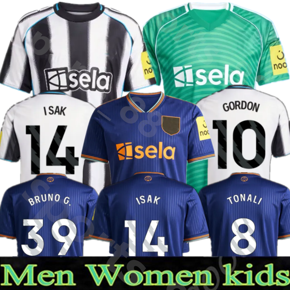 25 26 TONALI soccer jerseys BLACK Kids 2025 2026 BARNES G.Gordon ISAK football Shirt Home Shirt Men Kids Kit Sets Uniforms