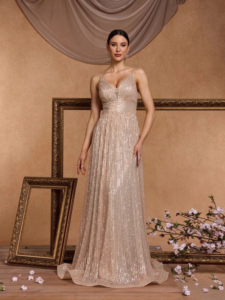 Elegant Sexy Backless Sequins Evening Dress Long 2025 Mermaid Formal Gown Women Wedding Party Dresses Caicktail Graduation Prom 250829