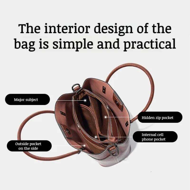 Italian Popular Cowhide Large-Capacity Bag/Ladies Large Capacity Casual Body Bucket Bag