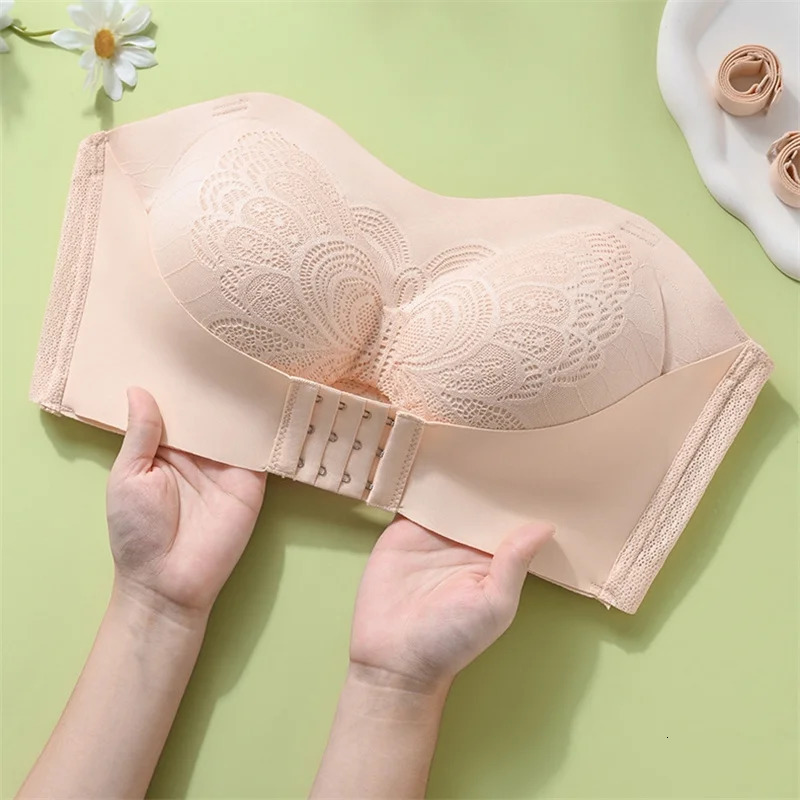 Sexy Strapless Invisible Underwear Push Up Bra for Women Front Clre Plus Size Breathable Butterfly Brassiere Female Lingerie 250829
