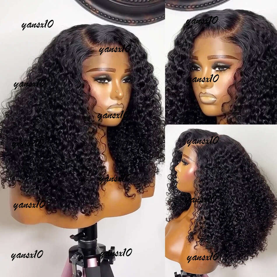 180% Short Curly Bob Front Human Hair 13X4 13X6 Deep Wave Frontal Wig Closure Glueless Wigs Hd Lace
