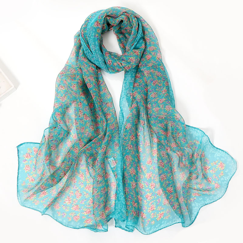 K1755 Korean style niche design silk scarf women's spring and summer thin georgette long scarf forest style literary style sun protection headsca