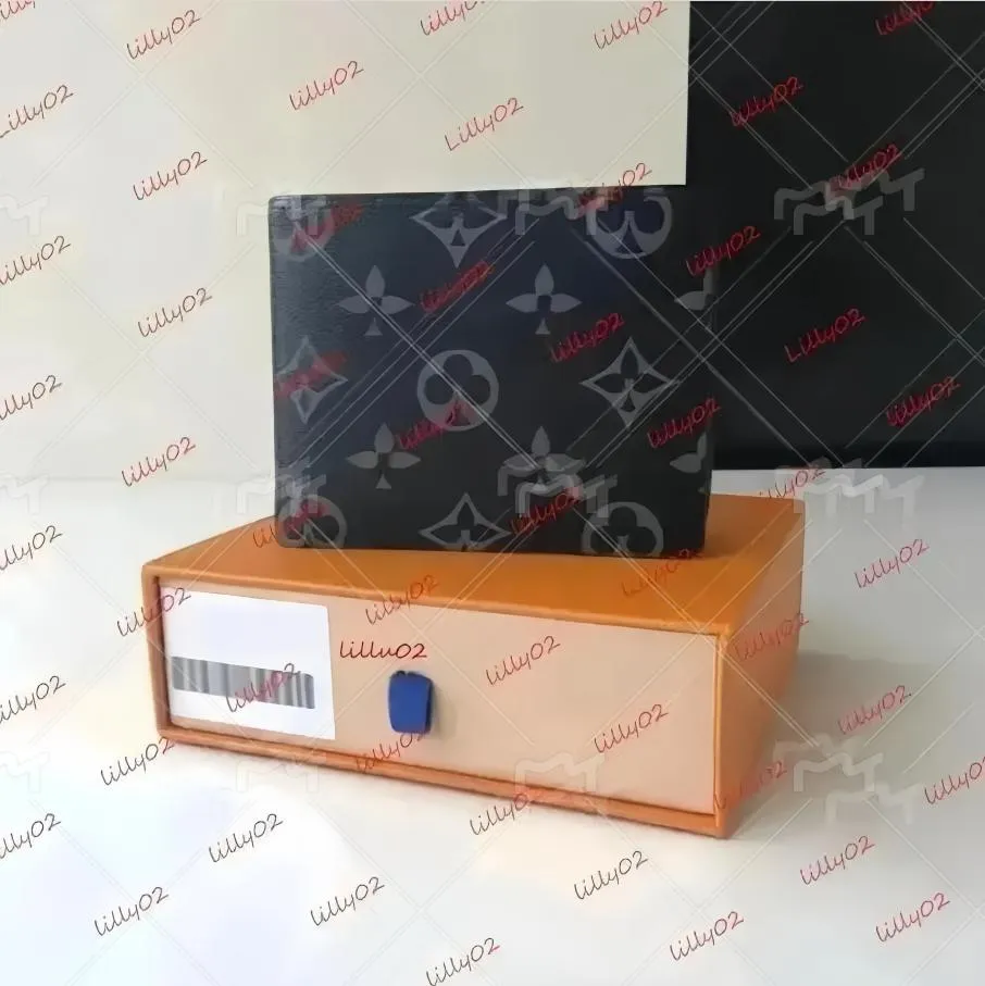 5A Genuine leather Designers Men wallets flower card holder women fashion plaid style purse mens Clutch wallet luxurys Man Bags with box and dustbag