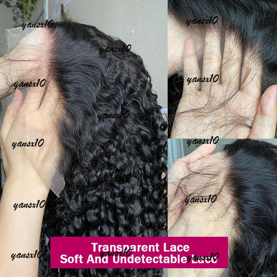 200density Full Brazilian Wave Frontal Wig Transparent 13x4 Lace Front Human Hair for Women Pre Plucked Deep Curly Synthetic Closure Wigs 28