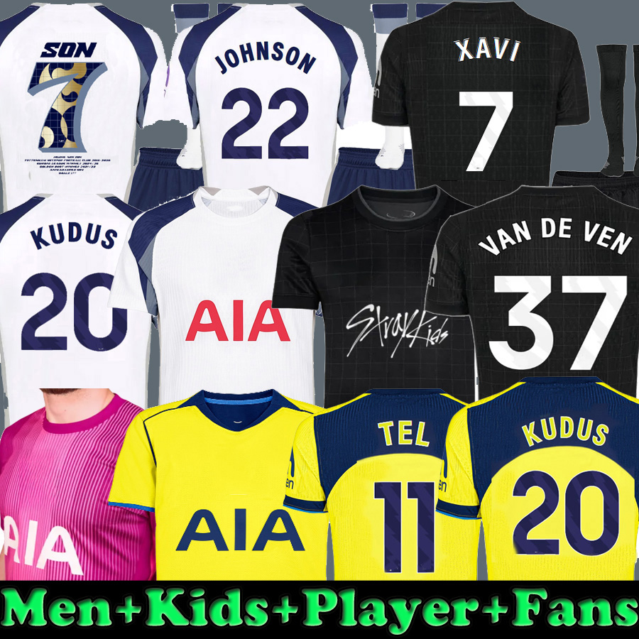 25 26 SON RICHARLISON Soccer Jerseys GIBBS WHITE Kudus 2025 2026 Xavi Simons Football shirt VICARIO KULUSEVSKI SOLANKE third Palhinha Vuskovic Fans players Men KIDS