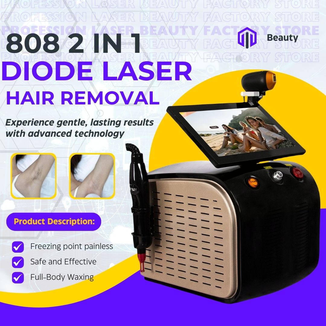 Multifunctional 2-in-1 Machine Picosecond Laser Tattoo Pigment Removal 808 Diode Invasive Permanent Painless Hair Removal