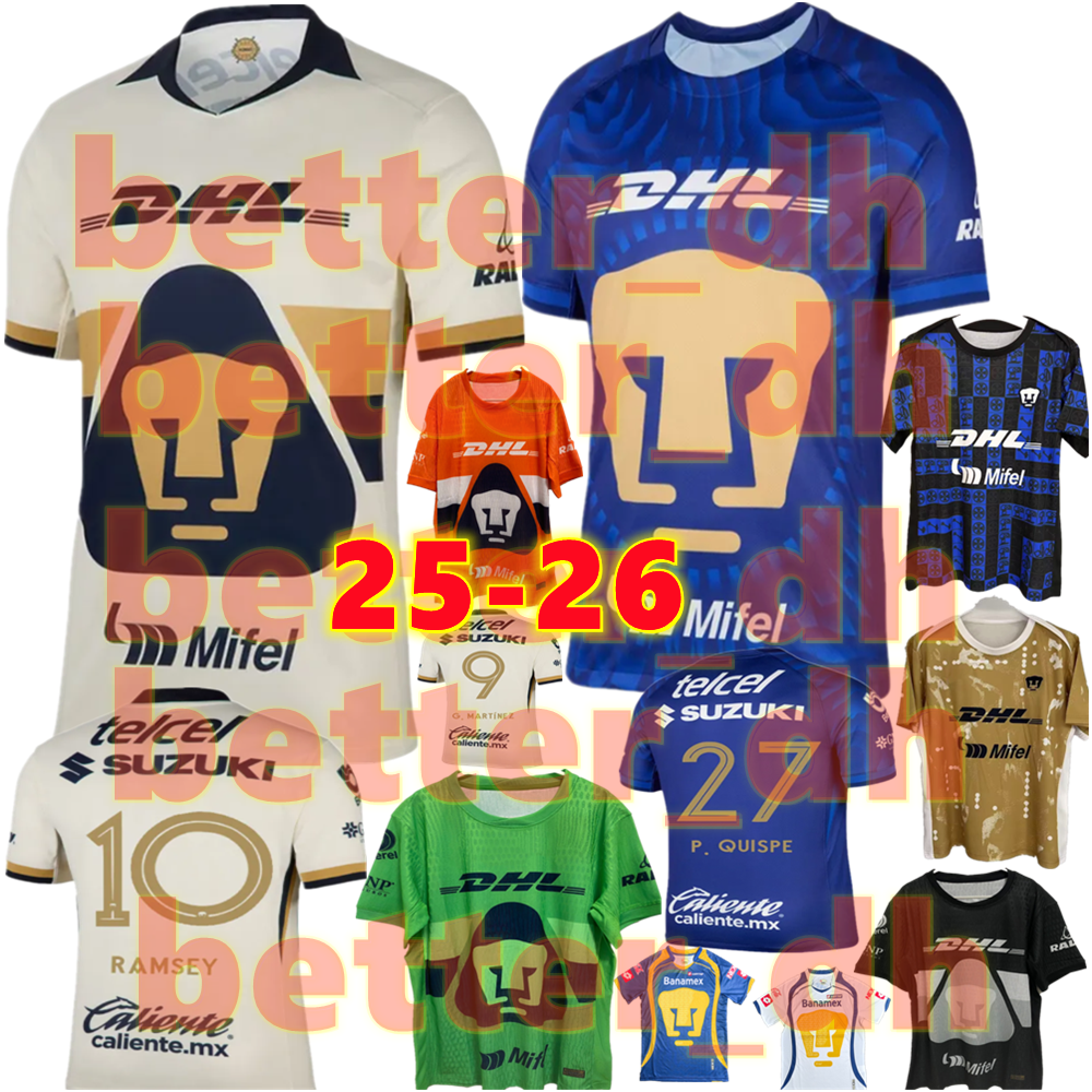 25 26 UNAM Mexiko C. HUERTA Soccer Jerseys LIGA MX FC goalkeeper Fans Player Version2025 2026 J. RUVALCABA LEO SUAREZ U. RIVAS football shirts kids Kits socks sets