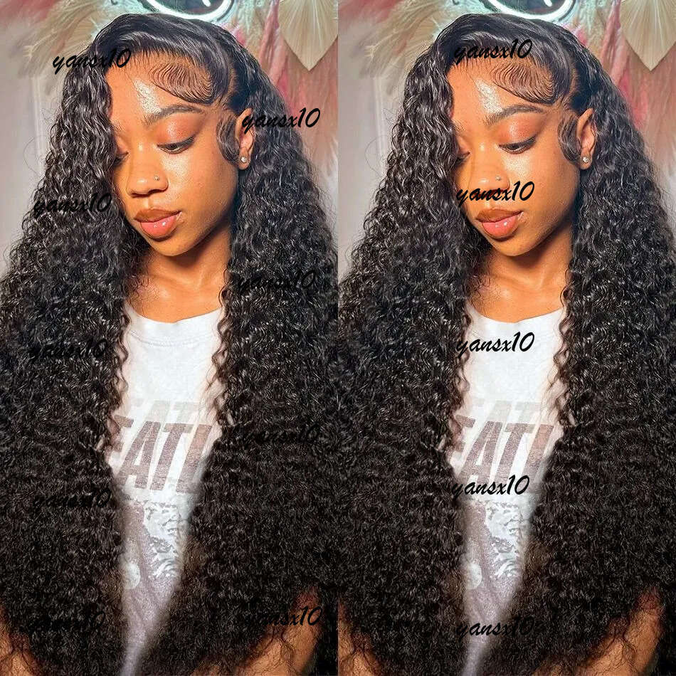 32 Inch Big Curly Front Simualtion Human Hair Brazilian 13x4 Deep Wave Wigs For Black Women Pre Plucked Frontal Synthetic Blonde Lace Wig Ready To Wea