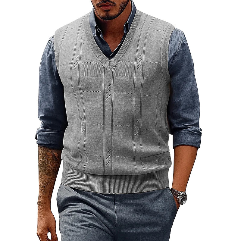 Mens Sweater Vests V Neck Cable Twist Knit Sleeveless Vests Casual Pullover Sweater Lightweight VNeck Vest Pullover 250829