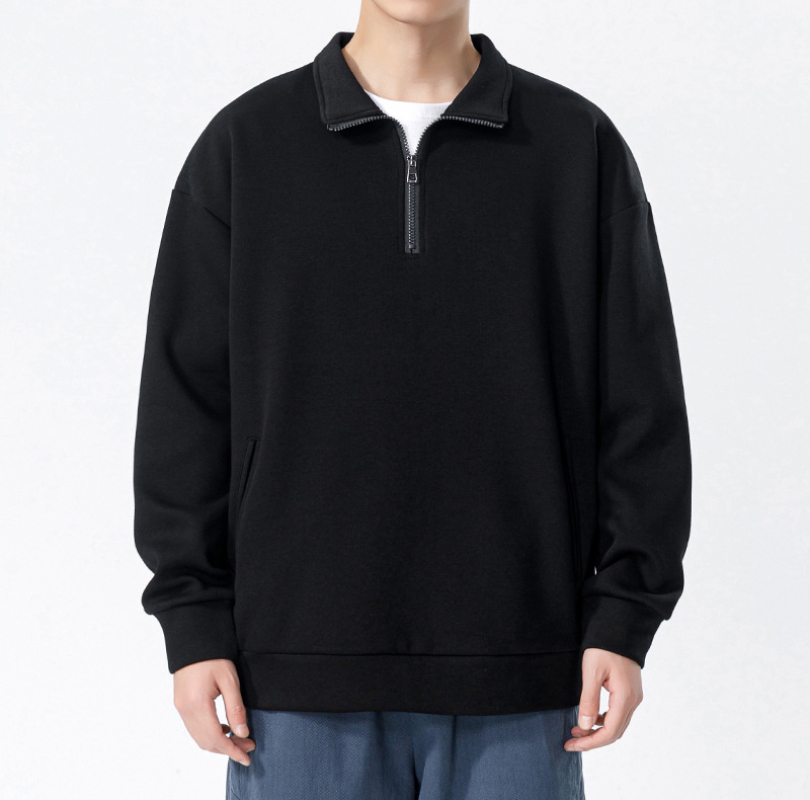 03 Turtleneck Sweatshirt for Men Autumn and Winter Thickened Loose Trendy Solid Color