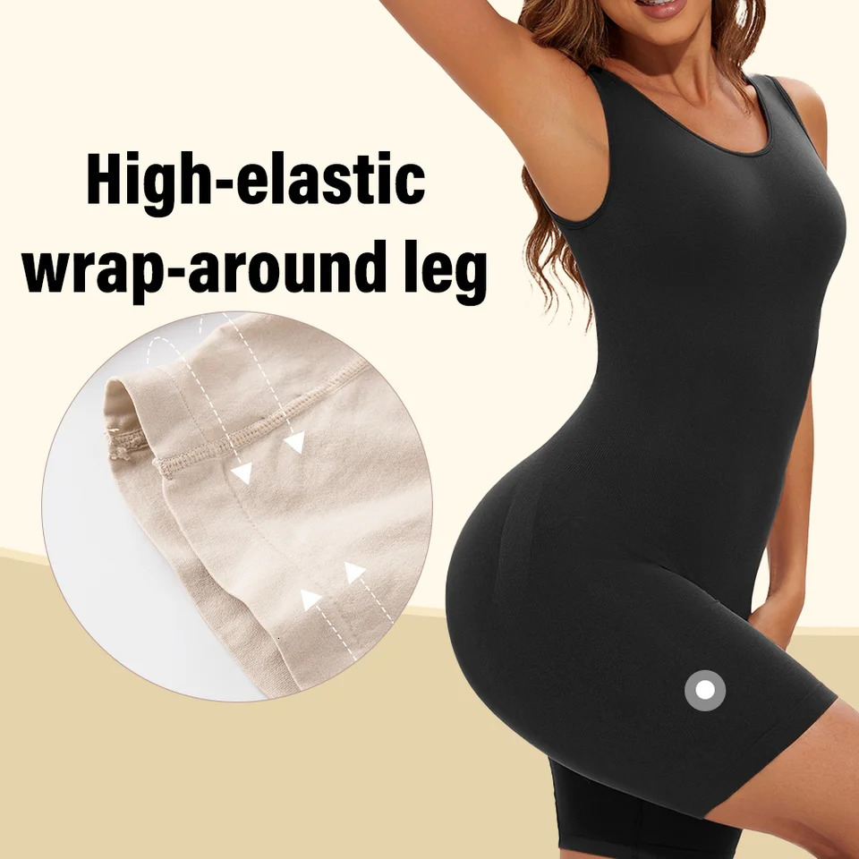 POKARLA Sexy Bodysuits Full Coverage Shapewear Thigh Slim Body Suit Wide Shoulder Body Shaper Jumpsuit Seamless Shapers Slimmer 250829