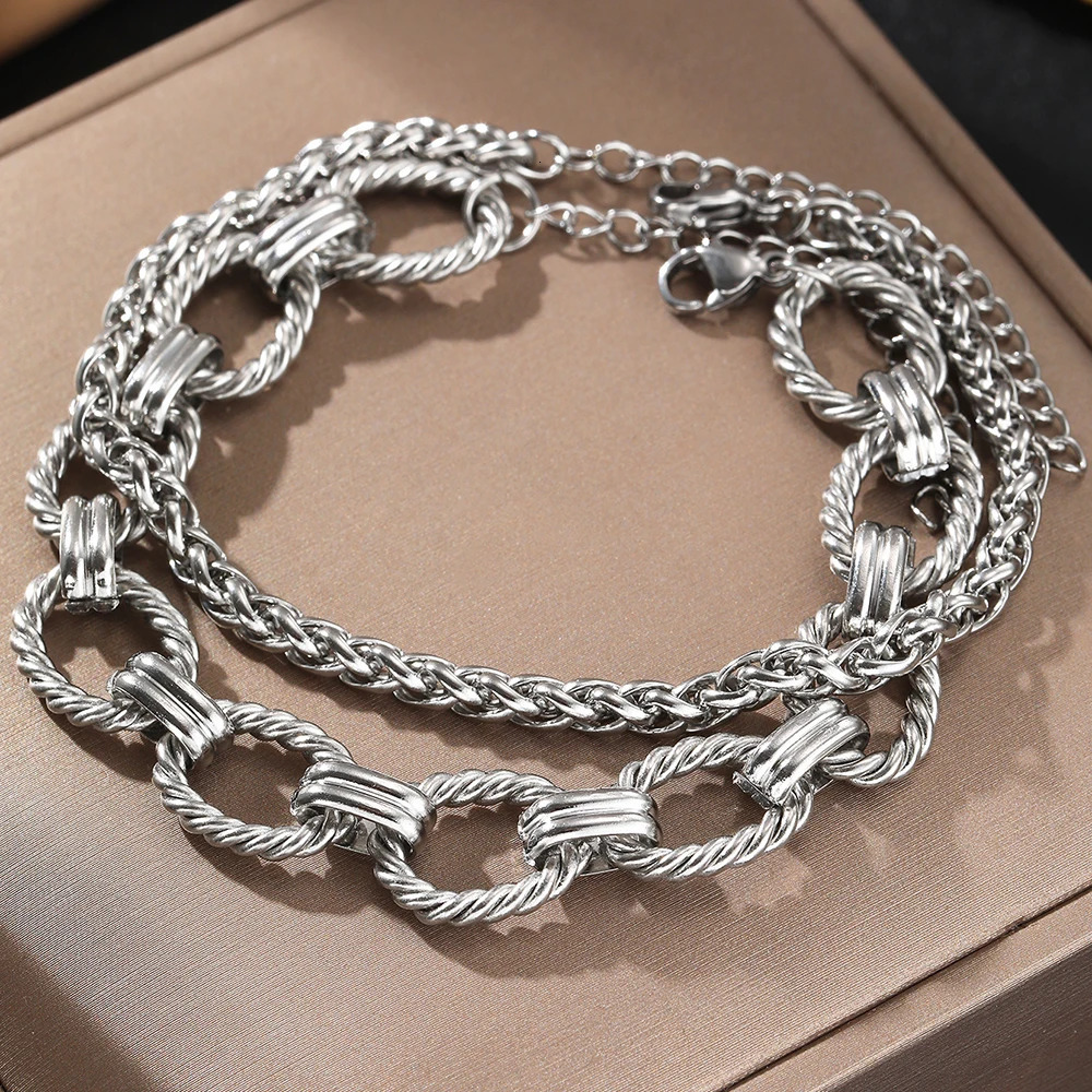 Stainless Steel Bracelet Set Minimalist Chain Atmospheric For Women Jewelry Nonfading Highquality Gifts 250828