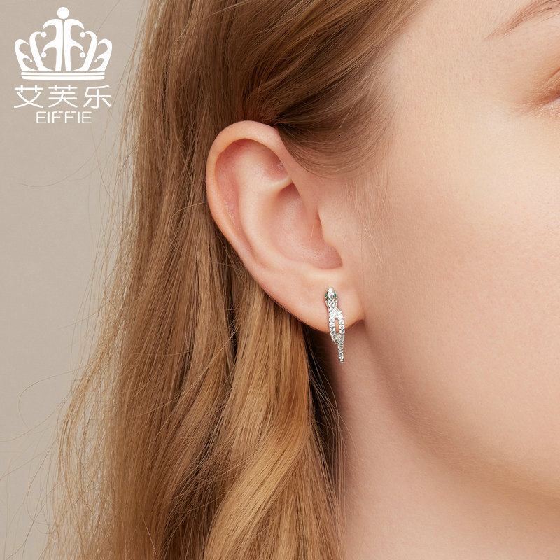 Luxury Brand Designer Jewelry Hot Sale Pure Silver S925 Snake-Shaped Earrings Platinum-Plated Zirconia Primate Animal Stud Earrings Bse669