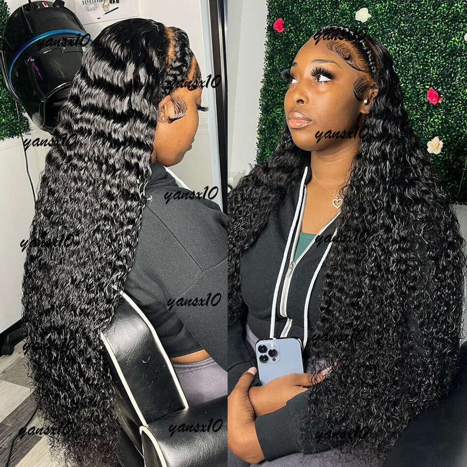 Brazilian Long Water Front Black /Brown /Blonde /Red Hd Wigs For Women 34 Inch Deep Wave Lace Frontal Synthetic Wig