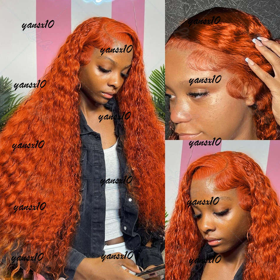 200 Density 350 Orange Ginger Curly Human Hair For Women 13x6 Hd Lace Frontal Deep Wigs Brazilian Water Wave Color Wig
