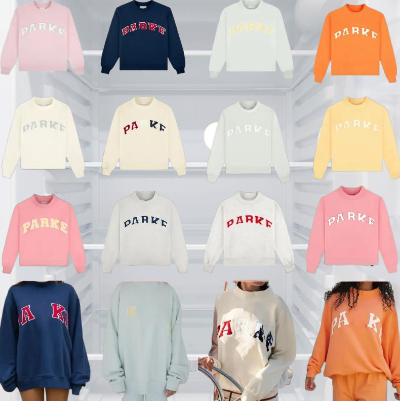 Parke Womens Autumn Loose Fit Letter Print Hoodie parke sweatshirt 100% Cotton Long Sleeve Pullover Hooded Top Daily Casual parke sweatshirt womens