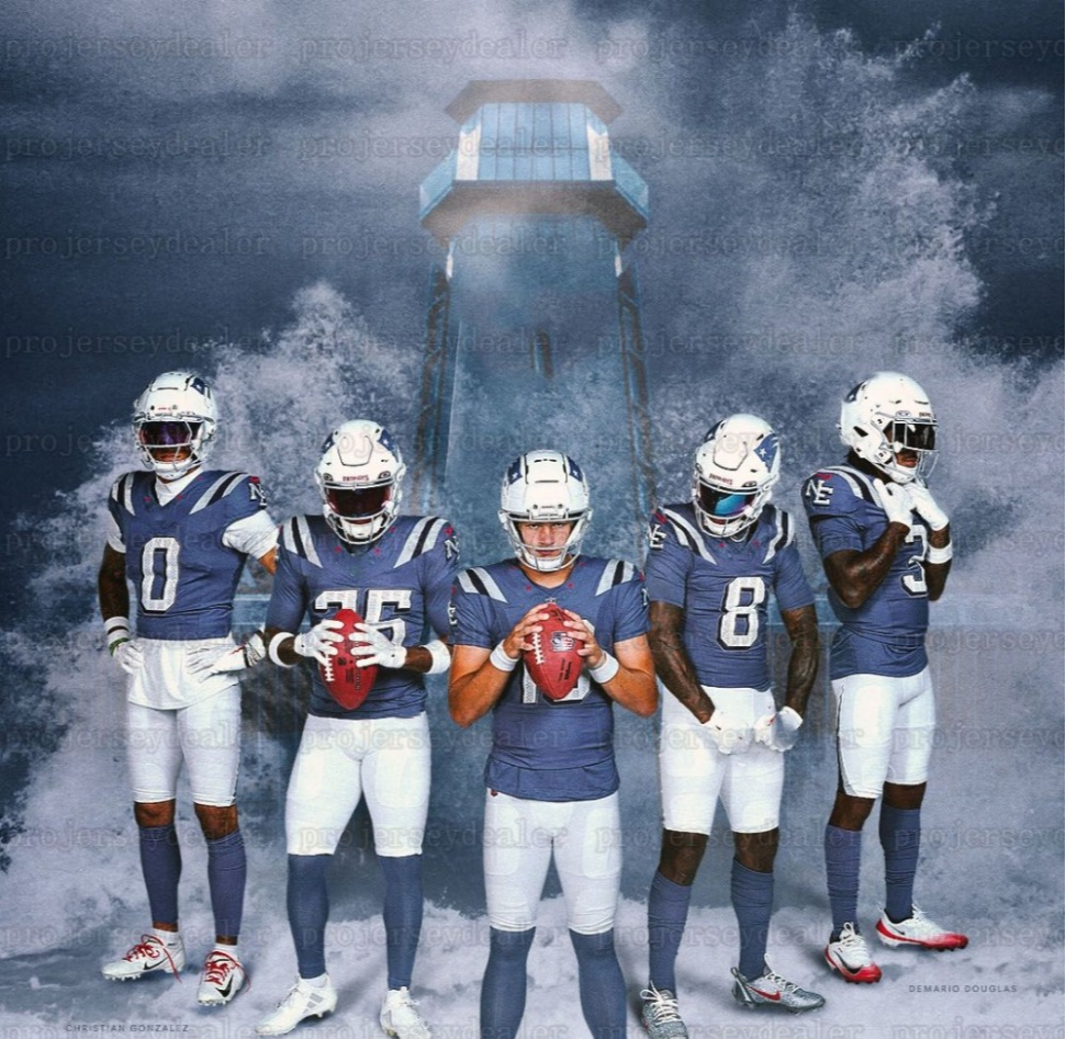 Custom Football 2025 Rivalries Jersey Drake Maye Rhamondre Stevenson Hunter Henry Jahlani Tavai Stefon Diggs Christian Gonzalez 12 Brady Mike Vrabel