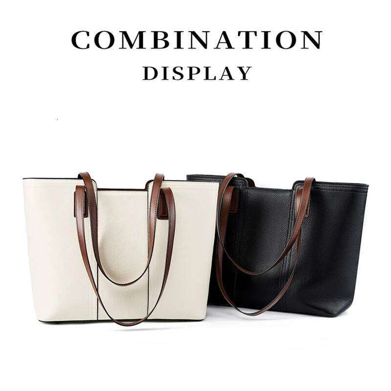 New Women Large Capacity Commuter Tote Lady First Layer Cowhide Armpit Bag Female Fashion Single Shoulder Laptop Handbag