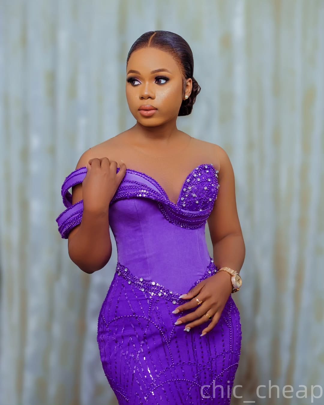 Aso Ebi Purple Mermaid Prom Dress 2025 Beaded Crystals Sequined Sparkly Evening Formal Party Birthday Dresses Robe De Sorrie Reception Gowns For Speci