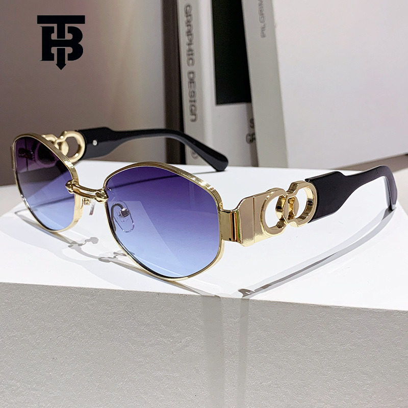 Free Shipping For New Designer Accessories 2025 Personality Oval Trendy Driving Sunglasses For Men Fashion Metal Small Frame Women Sunshade Sunglasses