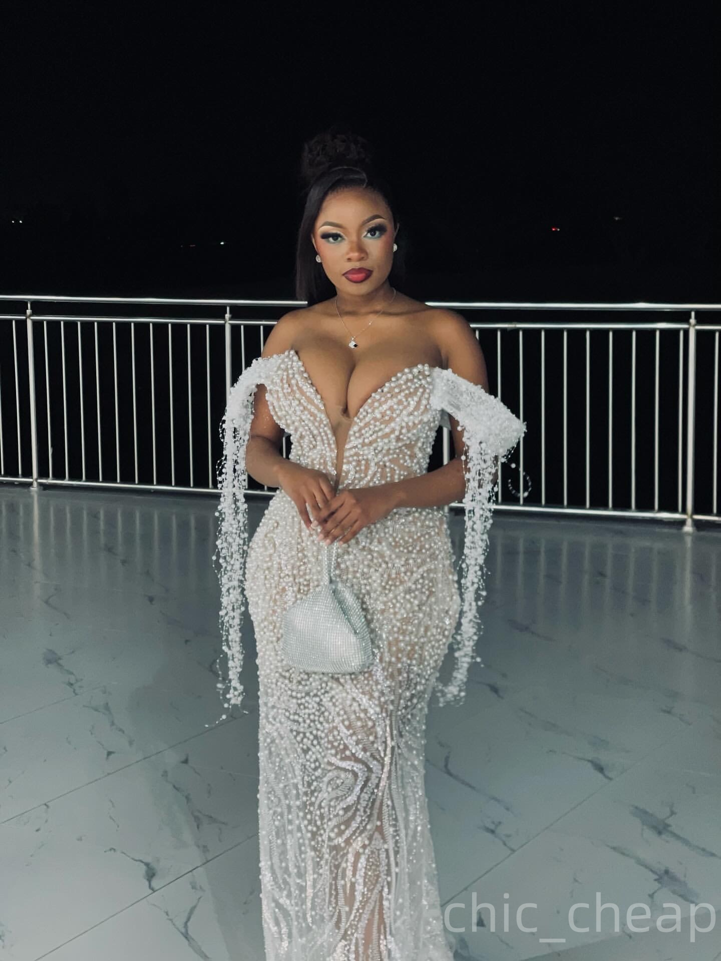 Ivory Mermaid Prom Dresses 2025 Pearls Tassels Sequined Illusion Evening Formal Party Second Birthday Engagement Gowns Plus Size Dress For Special Occ