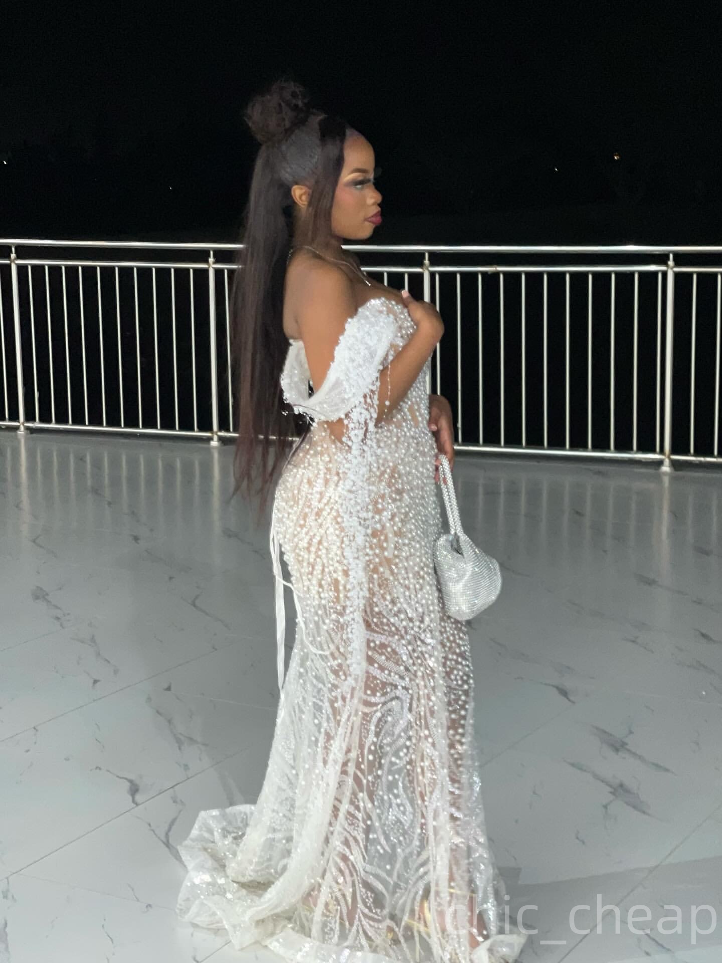 Ivory Mermaid Prom Dresses 2025 Pearls Tassels Sequined Illusion Evening Formal Party Second Birthday Engagement Gowns Plus Size Dress For Special Occ
