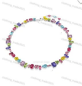 Designer swaraovski Necklace Luxury Gema Series 520 Candy Dopamine Color-Block Clavicle Luxury Charm Chain Flowing Crystal Womens swaraovski Necklace Jewelry 493