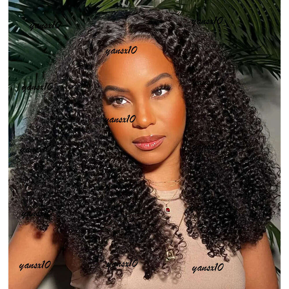 180density Brazilian Kinky 13x4 Frontal Wig Glueless Human Hair 4C Afro Curly Front Synthetic HD Lace Closure Wigs dd