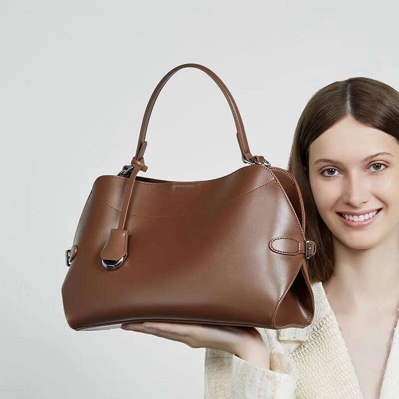 New Genuine Leather Summer Office Worker Large Capacity Commuter Handbag Shoulder Bag