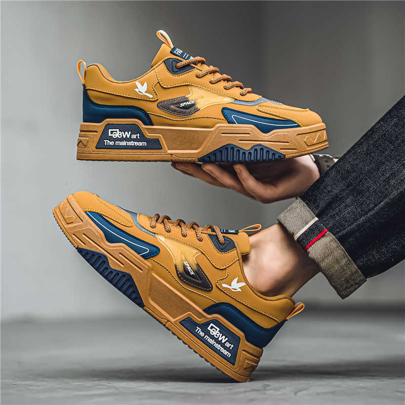 Autumn New Casual Sports Shoes Mens Leather Low-Top Fashion Trend Easiest for Match Running Shoes Men's Skateboard Shoes Suitable for Outdoor Spo