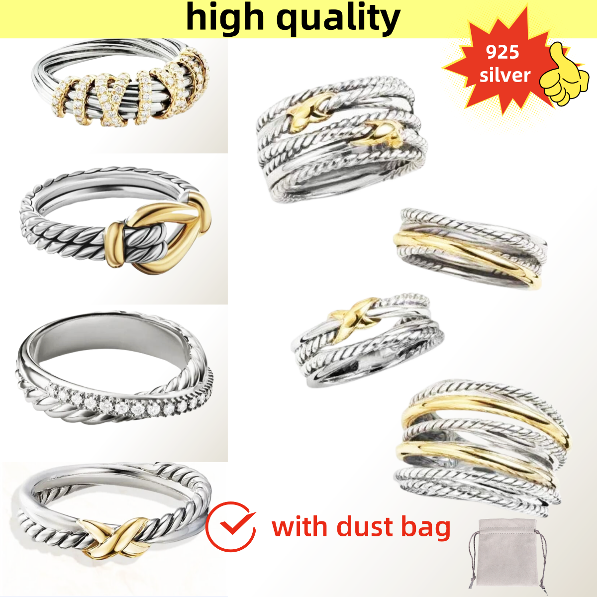 Vintage designer ring men plated gold rings designer for women twisted braided engagement wedding diamond mens ring fashionable punk jewelry multilayer zl06