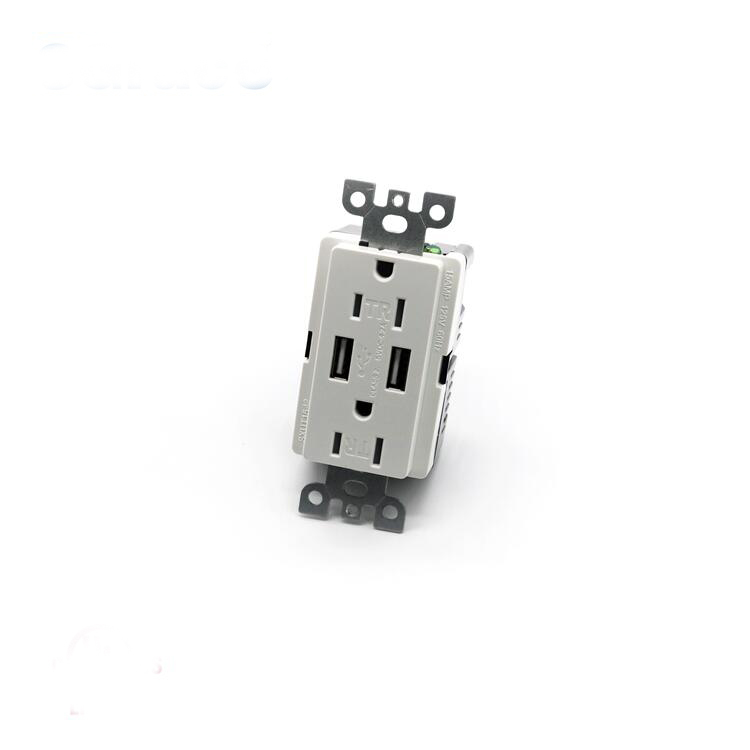 USB Outlet 15A with Safety Cover Factory Direct Supply USB Charger