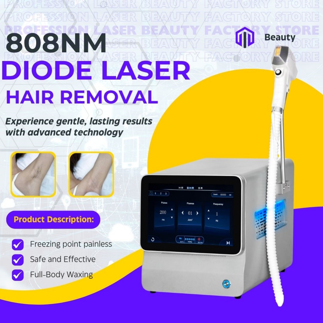 Professional 808nm Diode Laser Hair Removal Device With Cooling Technology Ice Tip Painless Treatment For Women And Men Body Face