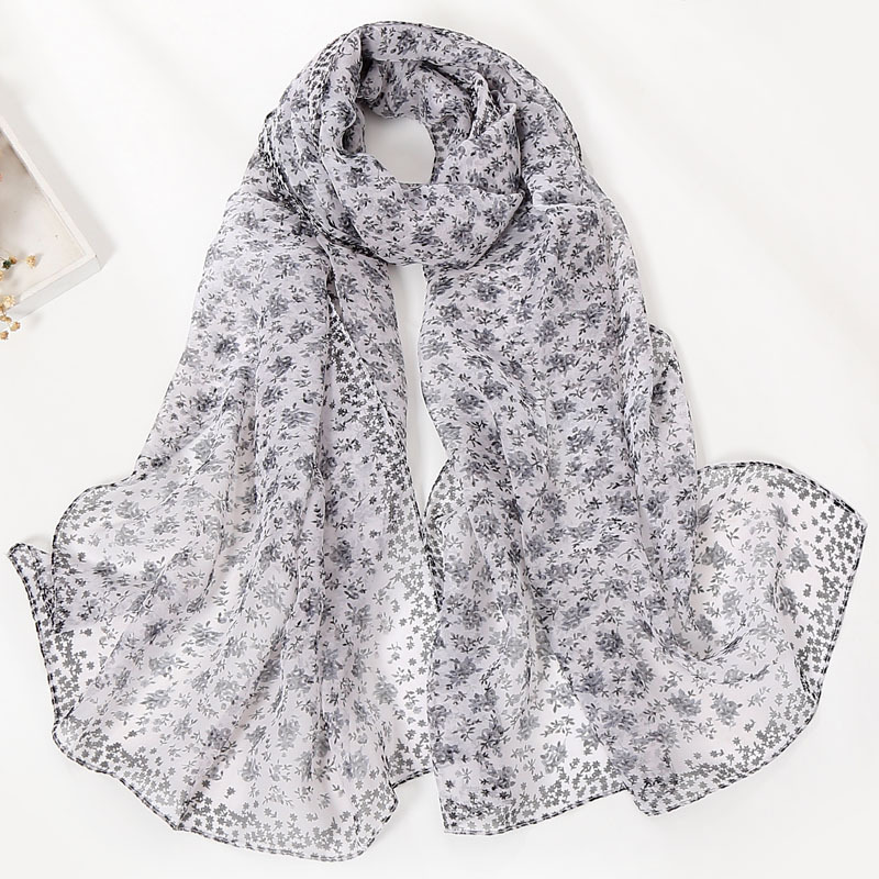 K1755 Korean style niche design silk scarf women's spring and summer thin georgette long scarf forest style literary style sun protection headsca