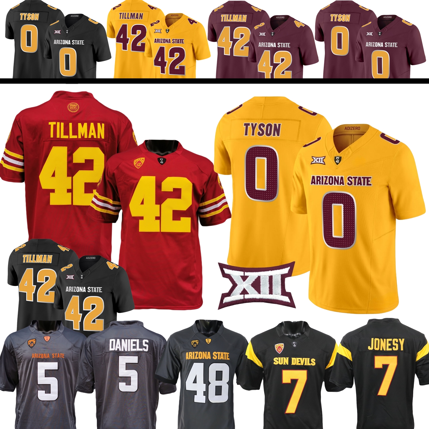 Arizona State ASU College Football Jersey Jeff Sims Pat Tillman Jordyn Tyson Sam Leavitt Raleek Brown Tate Romney Metayer McClain Alford Rowser Breedlove Jones